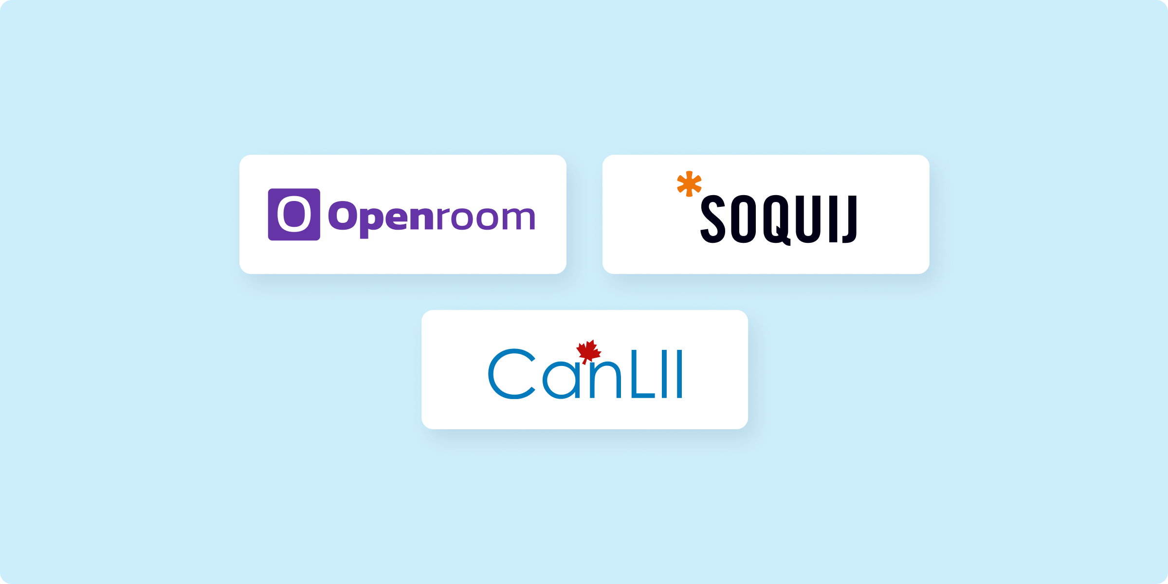 Openroom, SOQUIJ, and CanLII logos presented in a collage